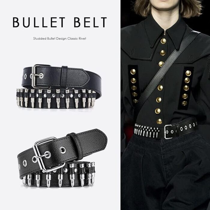 Пряжка з шипами, металевий панк-ремень з яскравими пірамідними шипами для жінок та чоловіків (Чорний, Білий)