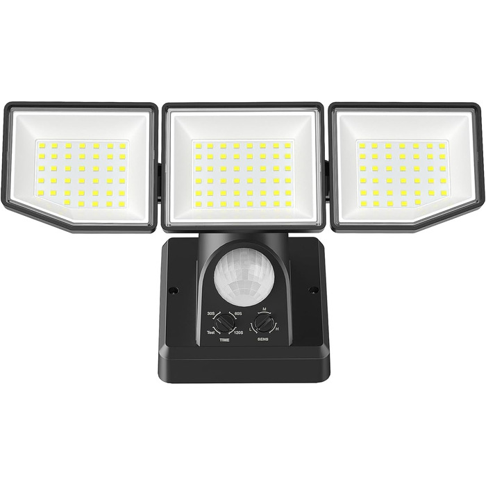 LED Floodlight with Motion Sensor Outdoor, 6000LM 38W Super Bright Outdoor Floodlight with Adjustable 3 Heads, 6500K Cold White LED Spotlight, IP65 Waterproof Outdoor Light for Garage, Garden, Yard...