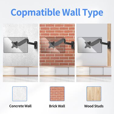 Кріплення для монітора Suptek, 13-32 дюйми, LED/LCD/TV, до 9 кг, газ-амортизатор, регулювання висоти, нахил, поворот, VESA 75/100, чорний