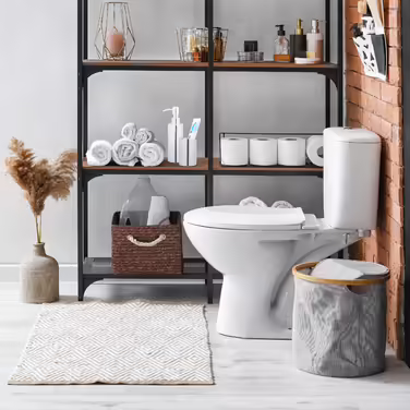 Relaxdays 4-Piece Bathroom Set, Shiny Silver