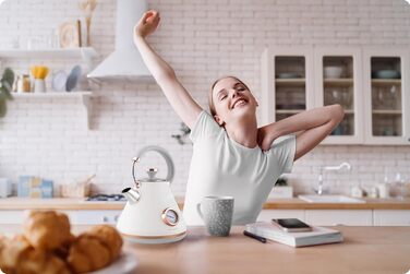 Елегантний чайник Berdsen BD-701 з термометром, 1.7L (білий)