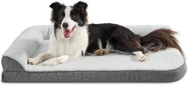Orthopedic Dog Bed for Large Dogs - 106.6x76x16.5cm Dog Sofa with Egg-Crate Foam and Waterproof Liner, Cozy Washable Dog Couch Bed, Grey