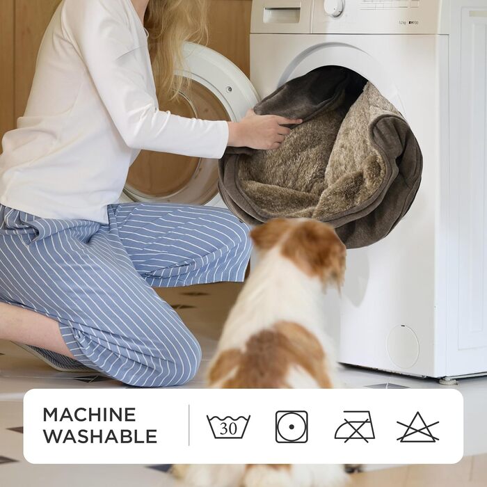 Ліжко для собак великих порід Bedsure - 89x63x17 см. Софа для собак, кошик для собак знімний, зручне ліжко для собак з антиковзним дном, (76x61x15 см, Колір: Коричневий)