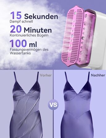 Sundu Паровий праска-випрямляч 2-в-1, туристична праска з LED дисплеєм, 4 режими, швидкий нагрів 15с, для одягу (білий)