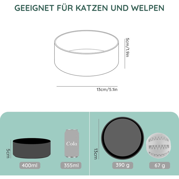 Керамічна миска для собак та котів SpunkyJunky, 400 мл, чорна