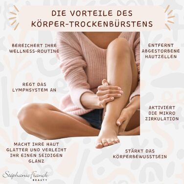 Щітка для тіла Stephanie Franck Beauty Trockenbürste з натуральної щетини (російська, Tampico) для лімфодренажу, пілінгу та масажу целюліту. Зроблено в Німеччині, з екологічного буку (FSC), без пластику.