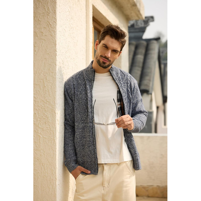 Чоловіча флісова куртка Les Umes з коміром-стійкою, осінь-зима, Regular Fit (М, Multiblau)