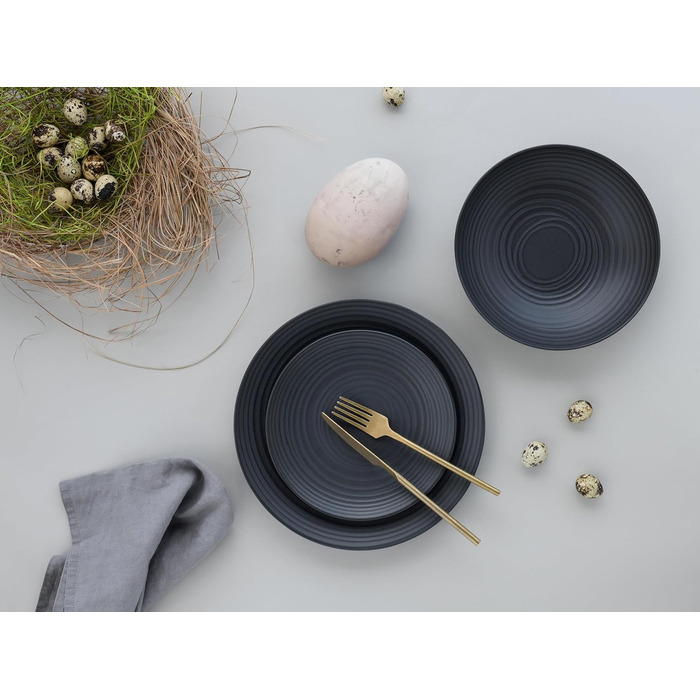 Набір посуду Creatable Serie Lava Stone (6 предметів) з кераміки, придатний для миття в посудомийній машині та використання в мікрохвильовій печі, зроблене в Португалії (Набір тарілок 18 предметів)