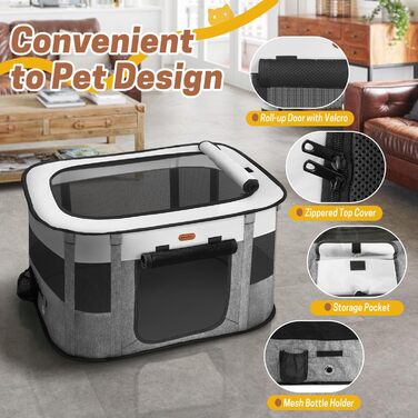 Клітка-манеж для тварин, розкладний загон для кошенят та цуценят, клітка для собак, манеж для цуценят для дому, переносна клітка з сумкою, намет, для відпочинку на природі, кемпінг, розмір L (СІРИЙ, розмір S:)