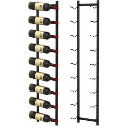 Стильна полиця для вина COSTWAY на стіну, металева, чорна, на 9 пляшок