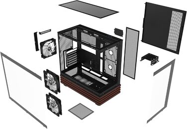 Thermaltake View 270 Plus WS TG ARGB: Корпус ПК Midi-Tower з темперованим склом, деревом, 3 вентилятори ARGB, USB-C, підтримка радіатора 360мм, чорний