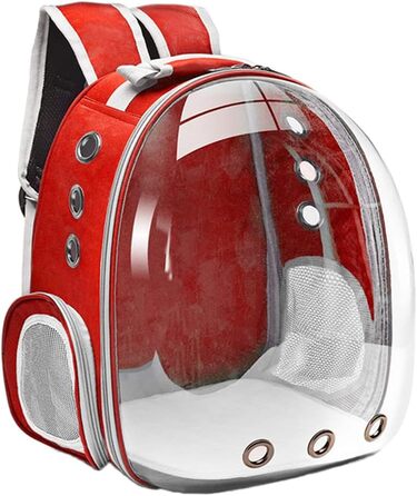 MagiDeal Преміум рюкзак-переноска для кота, велика прозора сумка-переноска для домашніх тварин, портативна вентильована переноска для кота/маленької собаки, водонепроникна для використання на вулиці (червона)