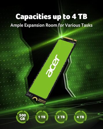 SSD Acer FA200 1TB PCIe 4.0 NVMe - Швидкий накопичувач для ПК, ноутбука, PS5 (Gen4)