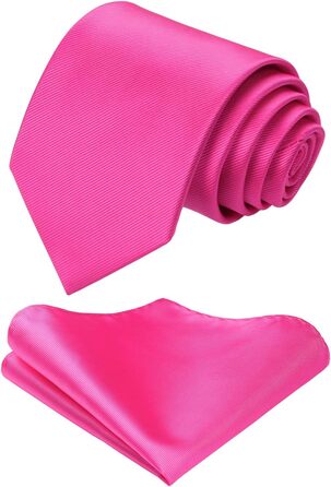 Краватка та нагрудна хустинка Enlision Solide Krawatte - однотонний комплект для весілля, різні кольори, A2 Фуксія