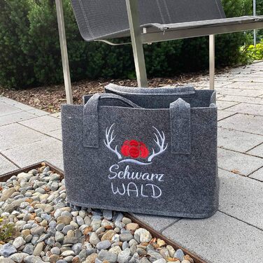 GILDE Felt Bag with Black Forest Logo as a shopping bag/wooden bag/beach bag – tear-resistant & carries a lot of weight – safely cushions your purchases and has plenty of storage space (Black Forest Dark Grey)