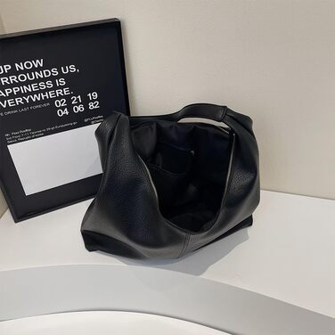 Сумка жіноча GSenhui Hobo з м'якої екошкіри чорного кольору – вінтажна сумка-тоут на плече