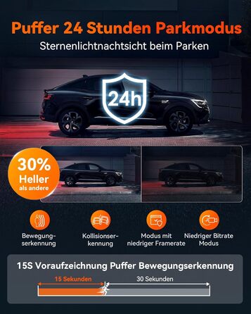 Відеореєстратор VANTRUE S1 Pro 2.5K + 1080P, GPS, WiFi, STARVIS, Паркування, Нічний режим, G-сенсор