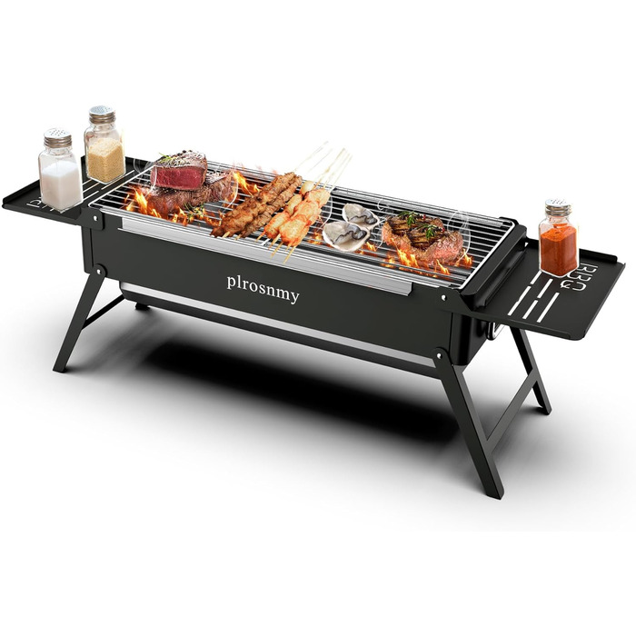Portable Charcoal Foldable Grill, Outdoor Cooking for Travel, Camping Smoker BBQ Grill, Stainless Steel Tabletop, Portable
