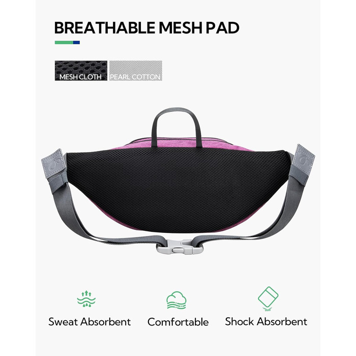 WATERFLY Поясна сумка на пояс для чоловіків та жінок, спортивна, для бігу, фітнесу, подорожей, фіолетова