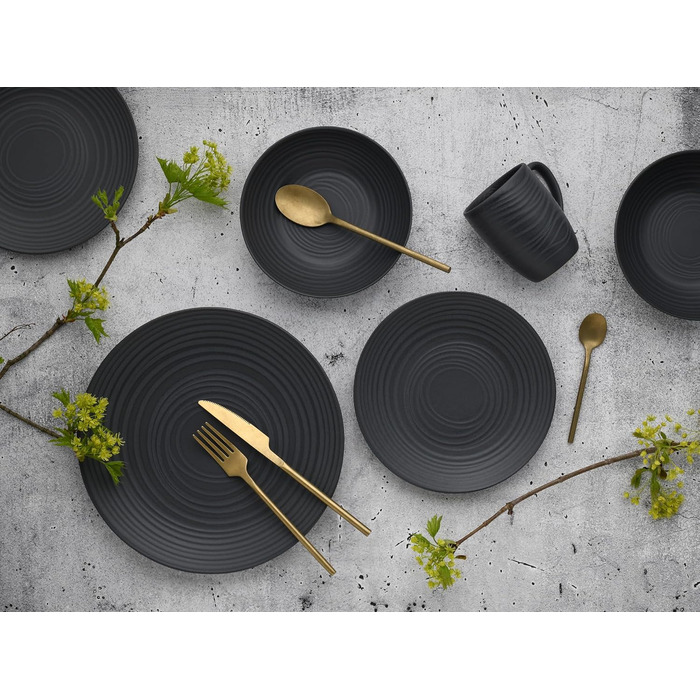 Набір посуду Creatable Serie Lava Stone (6 предметів) з кераміки, придатний для миття в посудомийній машині та використання в мікрохвильовці, зроблене в Португалії