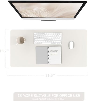 Підкладка під мишу YSAGi з шкіри, 80x40 см - захист столу для офісу та дому (сірий)