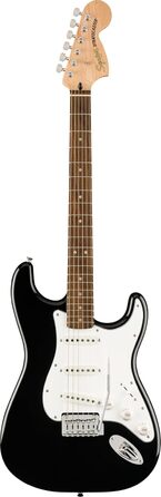 Squier Stratocaster E-Gitarre Affinity Series™ Black Micro Pack з аксесуарами та Fender Play.