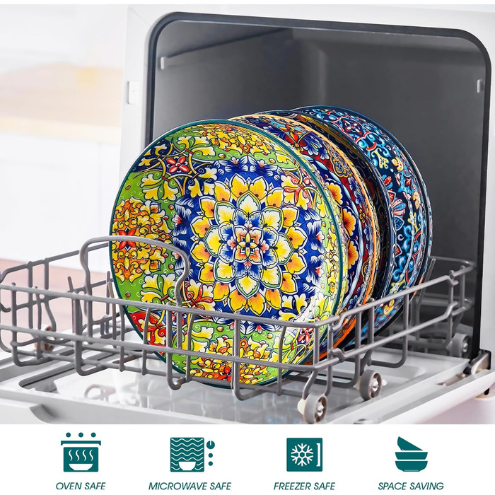 Набір супових тарілок Vancasso (4 шт), керамічні салатники, великі сервіровочні тарілки, 1260 мл, багатобарвні