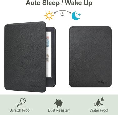 Чохол для Kindle/Kobo/Tolino з підставкою та авто-ввімкненням/вимкненням (чорний)