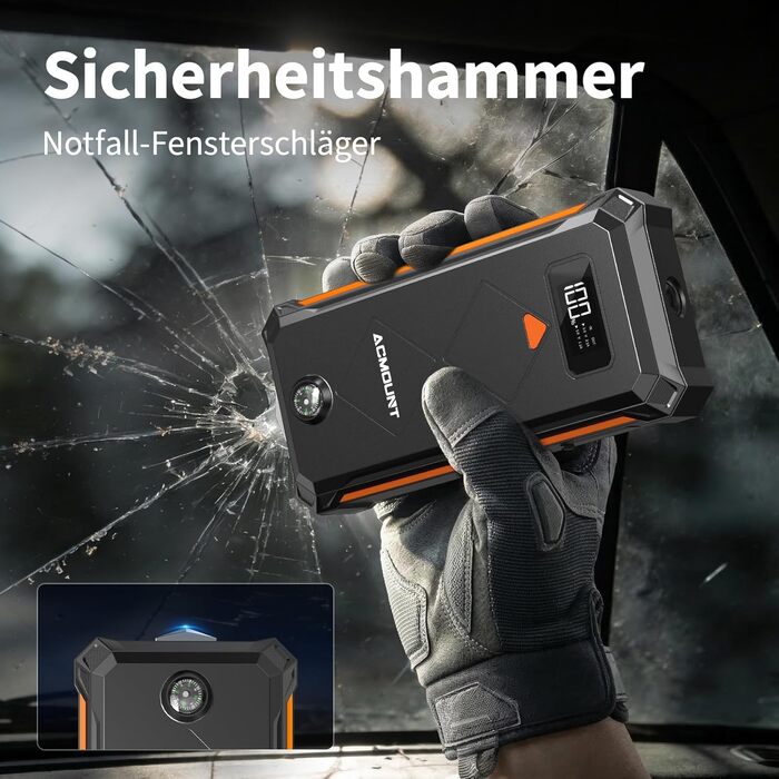 Powerbank для автомобіля Starthilfe 7000A 23800mAh помаранчевий - пусковий пристрій, зарядний пристрій, ліхтарик LED для авто, мото, бензин/дизель