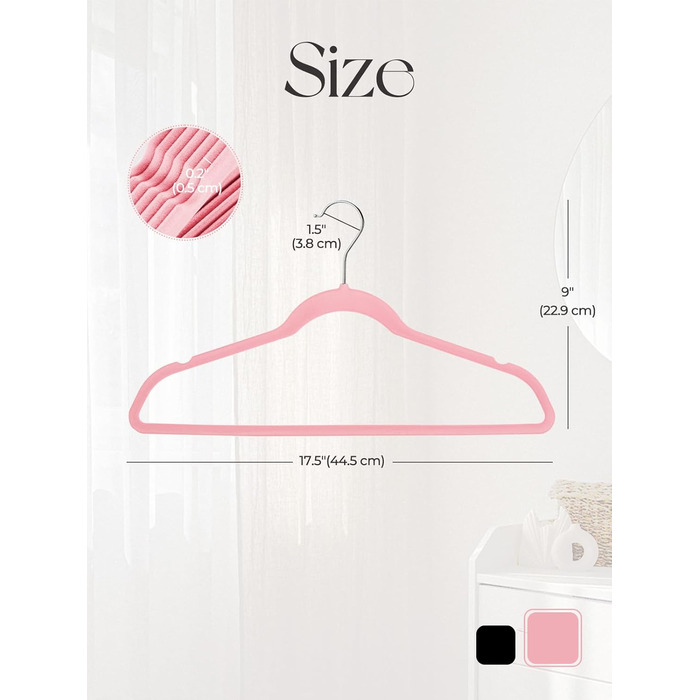 Вешалки для одягу HOUSE DAY, 20 шт. - вешалки з оксамиту, для костюмів, штанів, широкі, обертаються на 360°, рожеві