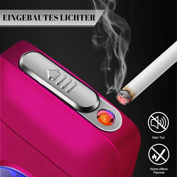 Вишуканий тютюнониця з запальничкою Lafagiet XL666 для 18 сигарет King Size, LED-дисплей, подарунок на День батька