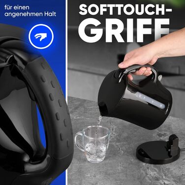 Електричний чайник Clatronic® WK 3819, 1.7 л, автоматичне/ручне вимкнення, фільтр від накипу, 2200 Вт, чорний (Модель 2024)