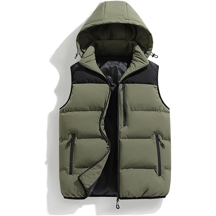 Чоловіча пухова жилетка з капюшоном, тепла безрукавка для зими, туризму та повсякденного носіння, 4XL