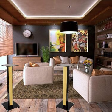 Ексклюзивні підставки для колонок BS03 чорного глянцю з декоративною вставкою (з акорну)