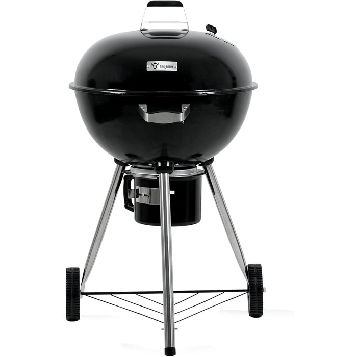 Кульовий гриль BBQ-Toro 57 см для вугілля з термометром і кришкою, круглий мангал на дровах, знімна кришка