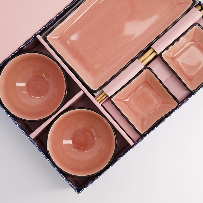 Набір посуду Grau від Tokyo Design Studio: 2 тарілки, 2 соусники, 2 рисові миски, 2 палочки для їжі, 8 предметів, кераміка