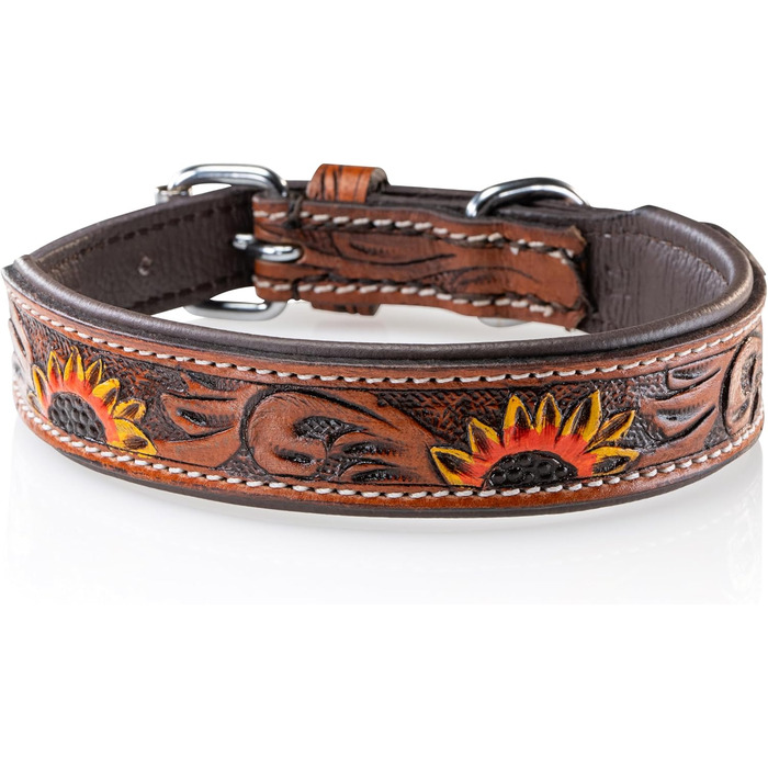 Стильний шкіряний нашийник для собак Джек Рассел від Unikat: ручна робота, з м'якою підкладкою. Нашийник з натуральної шкіри буйвола, для собак середніх порід. Розмір L (40-49.5 см)