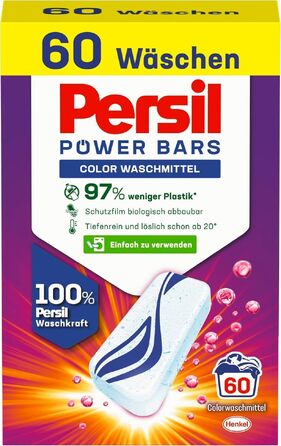 Капсули для прання Persil Power Bars Color для кольорових речей, 180 завантажень, гігієнічна чистота від 20°C, екологічна упаковка