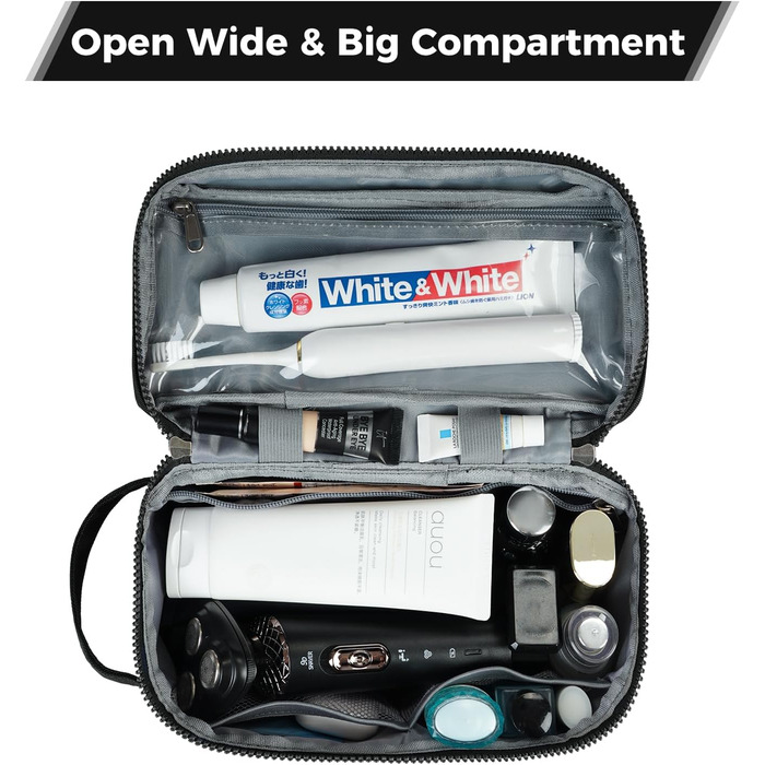 Чоловіча дорожня косметичка Ecohub Kuturbeute, водонепроникна, з відділенням для мокрого та сухого, чорна (L)