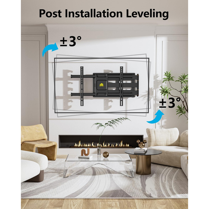 Настінне кріплення для телевізора HY-Bracket поворотне, для LED, OLED, 4K, 37-80 дюймів, чорне