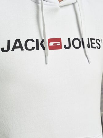 Чоловічий худі з капюшоном JACK & JONES з логотипом, білий, розмір M