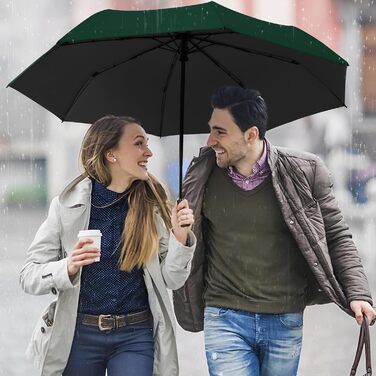 Зонт від сонця та дощу 42/46 дюймів, штормовий, автоматичний, з 8 ребрами для чоловіків та жінок (темно-зелений)