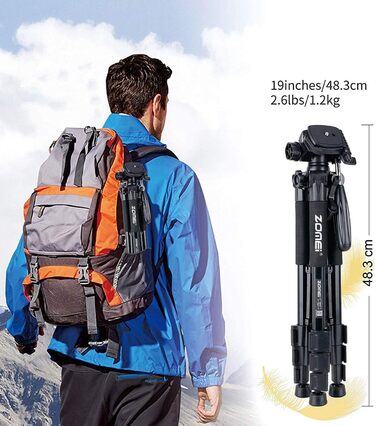 Штатив ZOMEI Q111 для камери та смартфона, алюмінієвий, легкий, 47–140 см, чорний