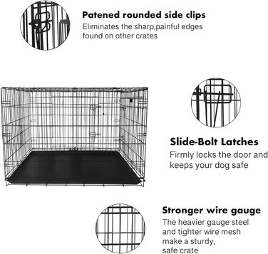 Клітка для собак 91x56x62 см, складана з 2 дверцятами, переноска для авто, вольєр для собак, дротяна клітка, розмір L (120x75x79 см)