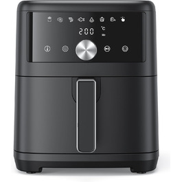 Фритюрниця повітряна Innsky 6L, 8-в-1, 1500W з LED-touchscreen, чорна. Енергозберігаюча, для 3-5 осіб, 50dB, миється в посудомийній машині