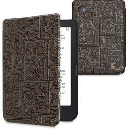 Чохол-книжка kwmobile для Kobo Clara 2E / Tolino Shine 4 - з єгипетськими ієрогліфами, золотий/чорний