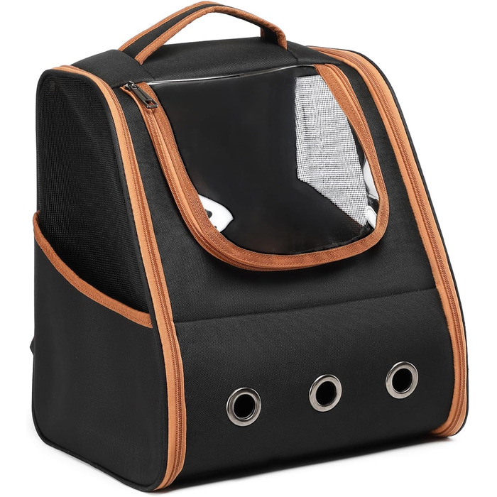 Рюкзак для кота та собаки до 5,9 кг, переноска для тварин з сітчастим вікном, дихаючий рюкзак для подорожей з домашніми тваринами (чорний)