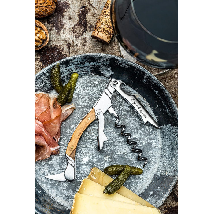 Laguiole Style de Vie Corkscrew, Bottle Opener with Foil Cutter, Olive Wood
