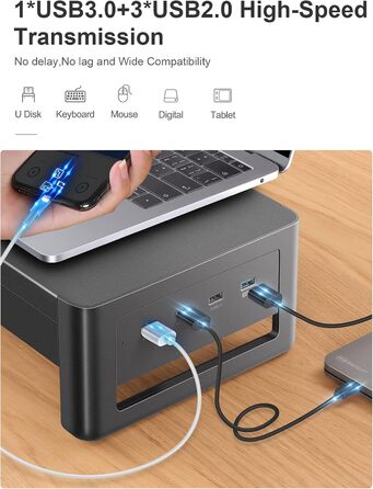 Підставка для двох моніторів Meatanty з 2 ящиками та 4 USB-портами, металева, для ПК, iMac, з USB-хабом, 98.3 см