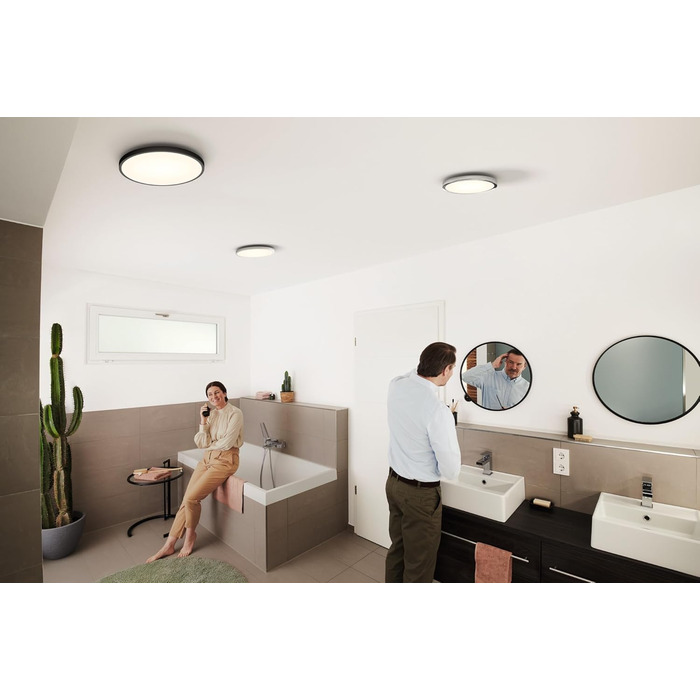 LEDVANCE Smart LED Bathroom Lamp white, 1200LM, 3000-6500K, 300mm x 70mm, IP44, Orbis Bath Bathroom Light with Wifi Technology, dimmable, controllable via app and voice assistants (Chrome, 30cm, Disc)